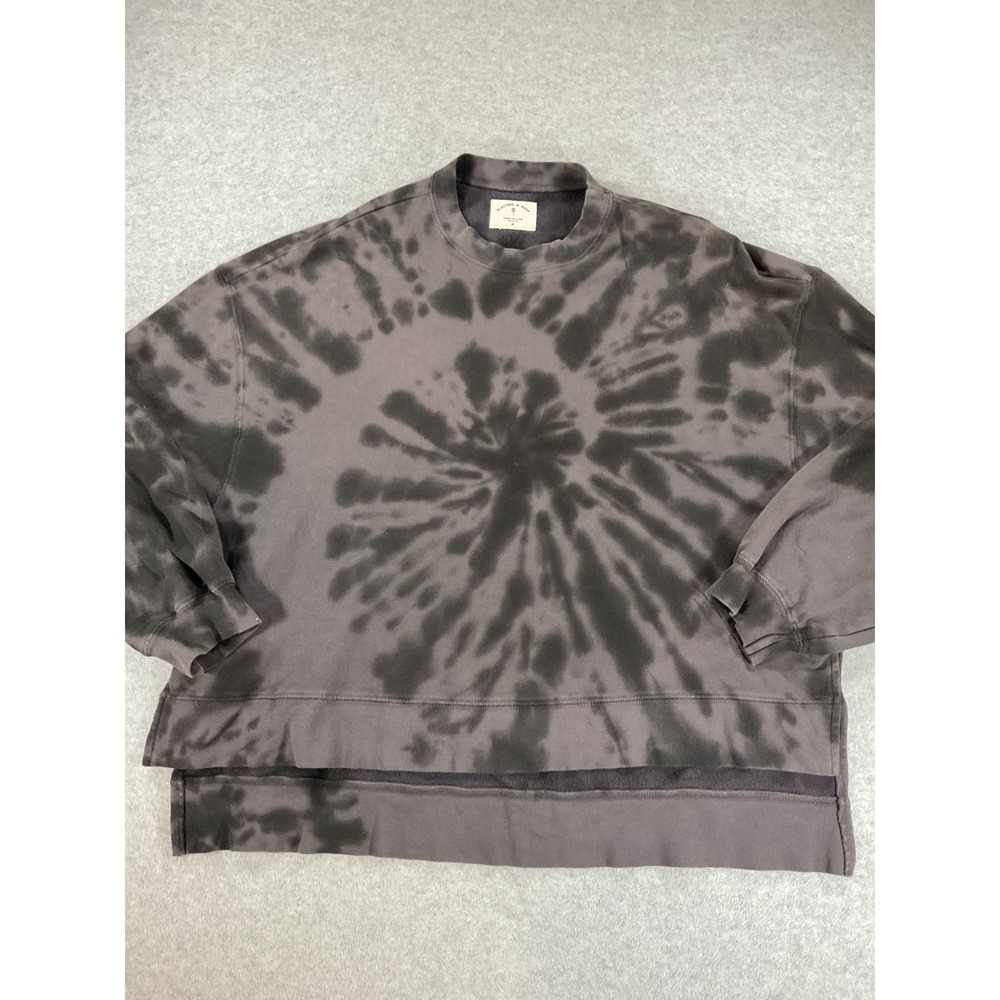 Electric & Rose Women Grey Black Tie Dye Oversized Sweatshirt S Made in USA 2845